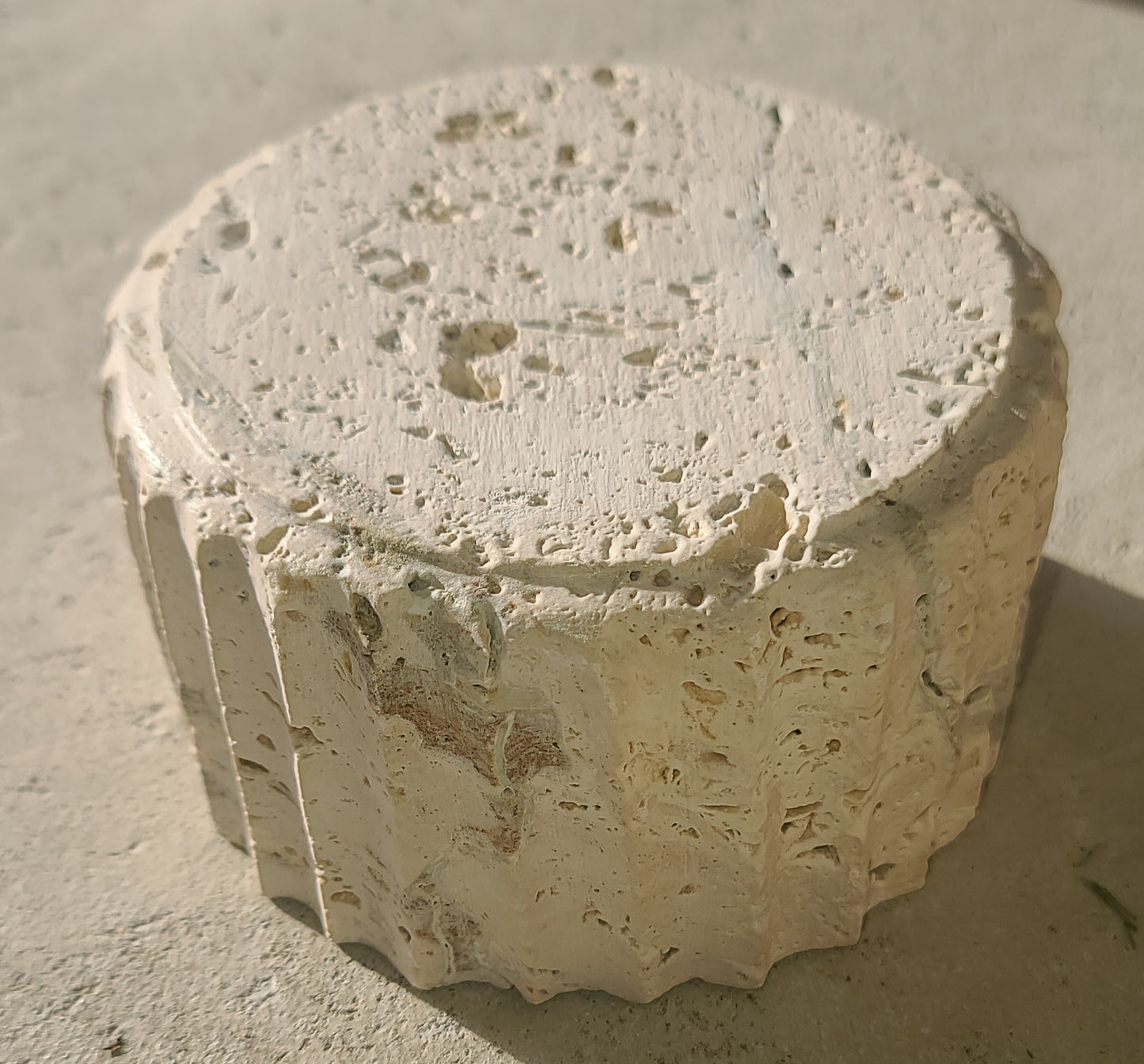 Travertine Round Candle Holder