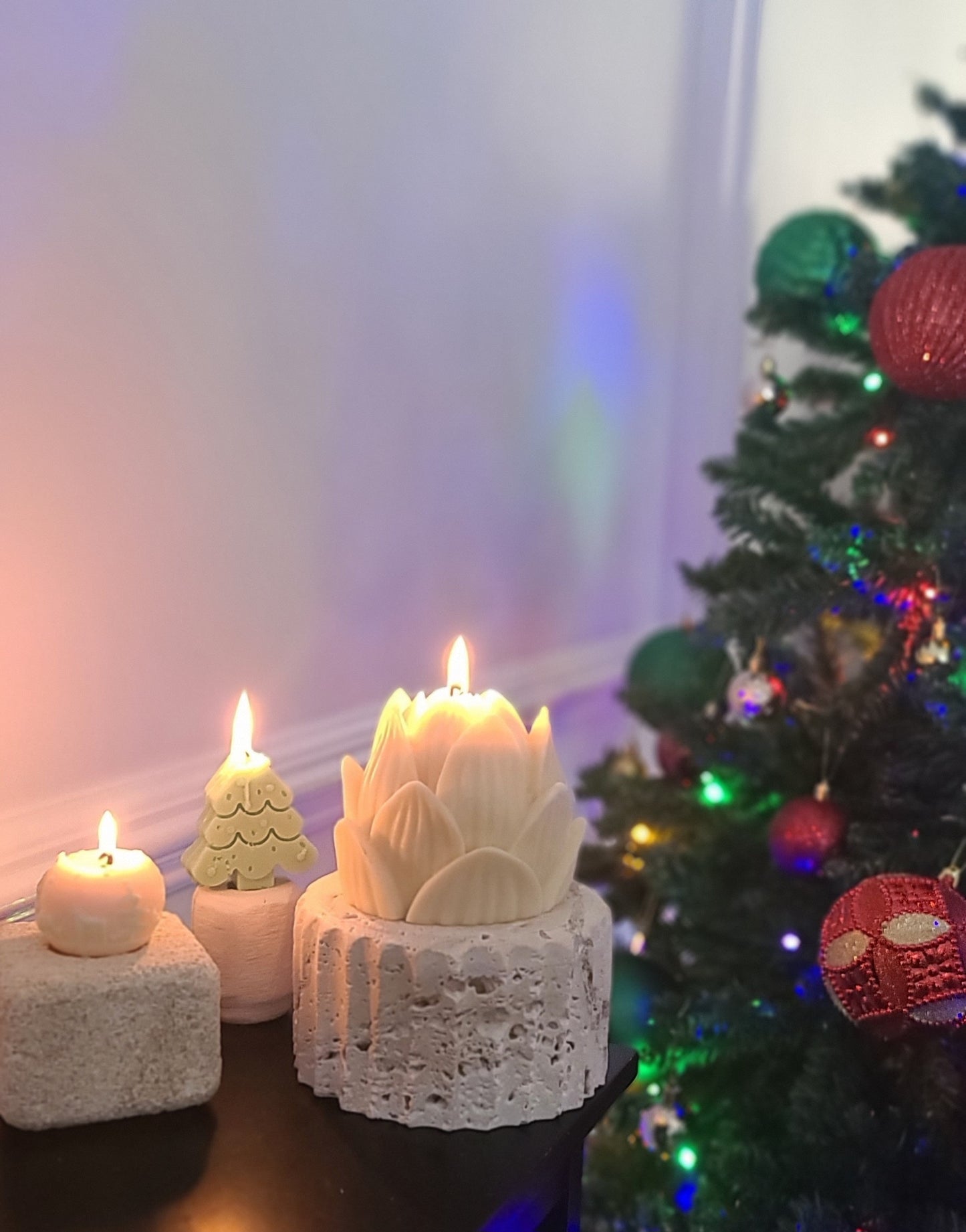 Travertine Round Candle Holder